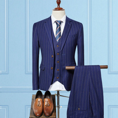 FASHION TEND MENS CASUAL STRIPED SUITS BUSINESS PROFESSIONA
