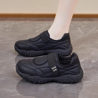 久站不累工作鞋女黑色软底一脚蹬孕妇鞋防滑防滑厨房上班鞋运动鞋