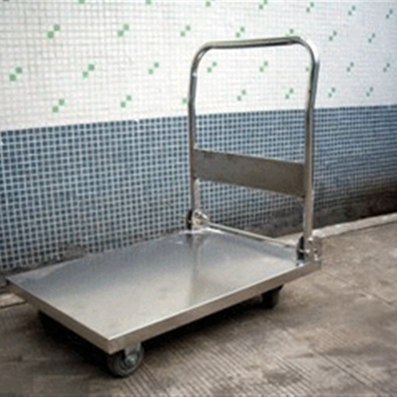 SUS304#不锈钢平板推车 不锈钢手推车车间周转车