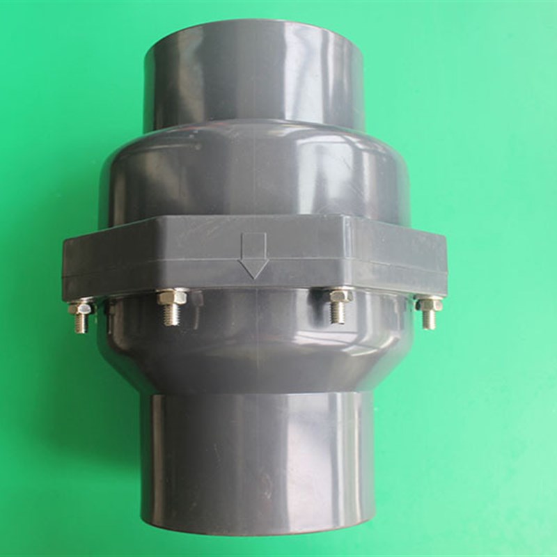 PVC翻板型止回阀 90mm DN80 3寸 塑料翻板式中间阀 UPVC逆止阀