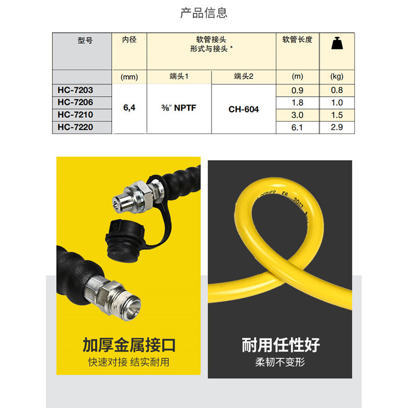 美国恩派克ENERPAC千斤顶附件压力表高压油管快速接头液压油表坐