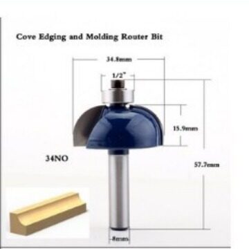 8MM 1/4*7/8倒角刀木工铣刀 修边机刀头木工刀具 倒圆刀 凹圆刀