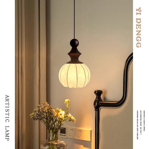 网红复古侘寂风卧室床头吊灯艺术创意个性吊线灯中古风吧台小吊灯