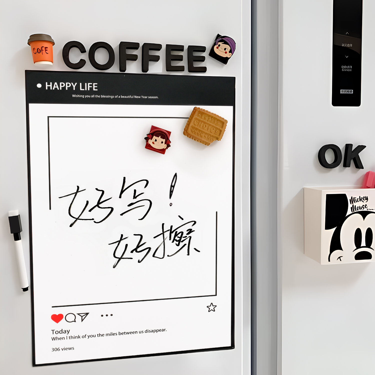 2025新款冰箱贴留言板磁贴装饰计划表写字板磁吸白板黑板贴展示板