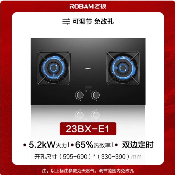 Robam/老板 23BX-E1[小灶王]老板燃气灶煤气灶家用双灶定时灶具