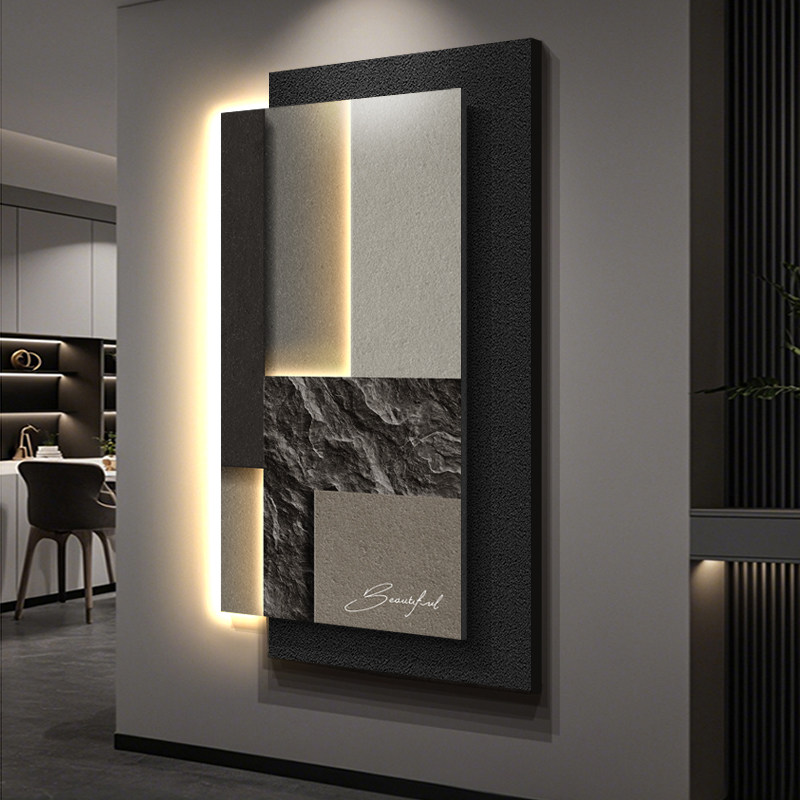 现代轻奢高级感玄关装饰画意式极简走廊过道挂画入户门砂岩壁灯画