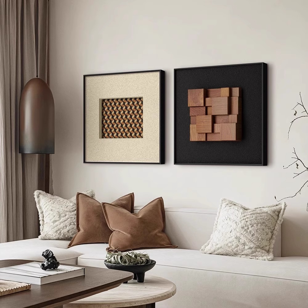 真胡桃木立体法式挂画客厅