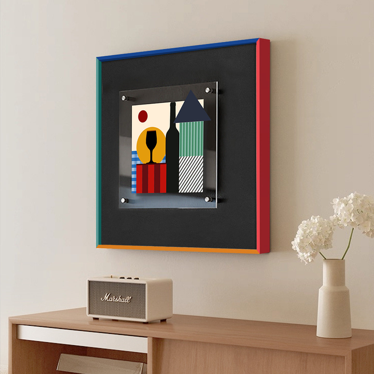 现代法式中古风包豪斯客厅装饰画几何抽象色彩小众艺术挂画