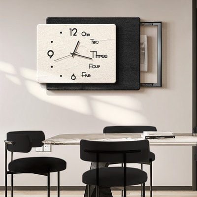 简约电表箱装饰画2026新款创意配电箱弱电箱电闸盒遮挡挂画带钟表