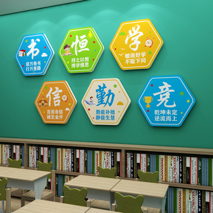 小学教室文化墙贴画 画初中班级布置楼梯走廊墙面装饰励志标语背