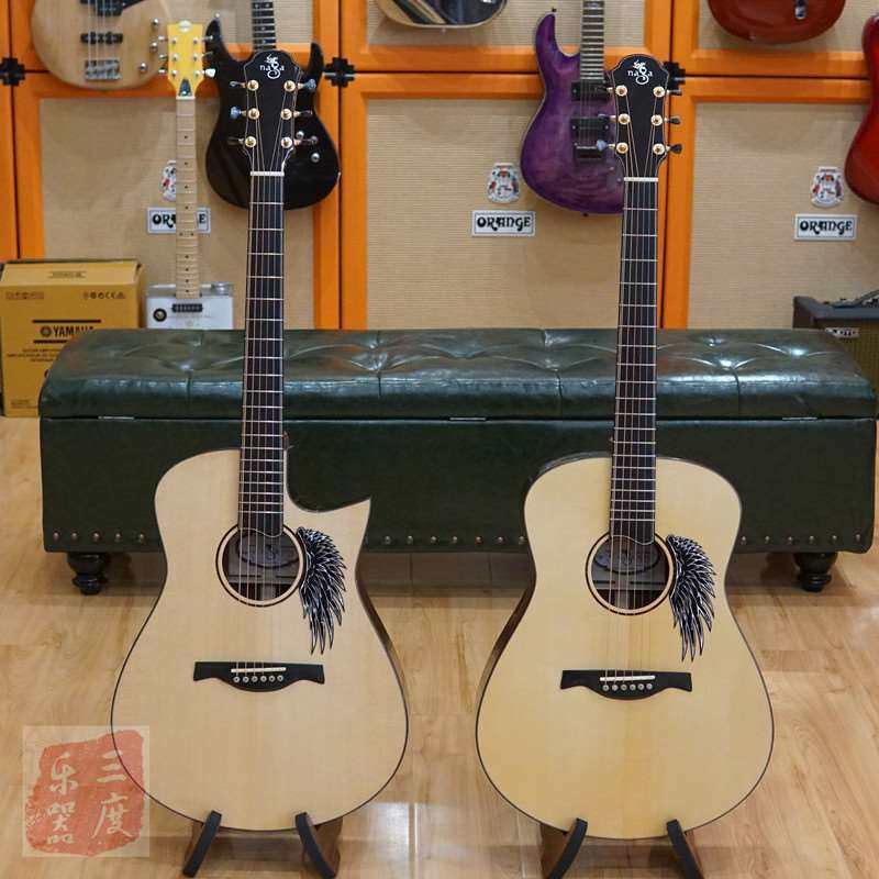 三度乐器naga吉他 手工全单民谣指弹吉他押尾光太郎 翼押尾签名款