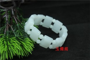 新疆和田玉羊脂白玉手牌素面羊脂玉白玉手牌玉石金丝玉手链男女款