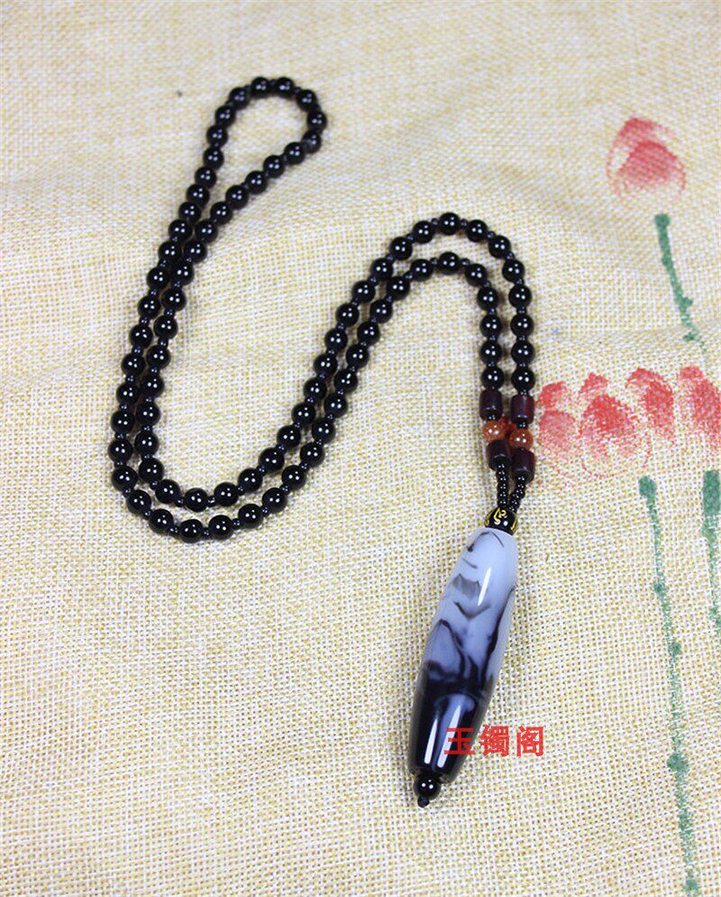 新疆和田玉青花籽料路路通挂件玉石籽料路路通毛衣链吊坠情侣款