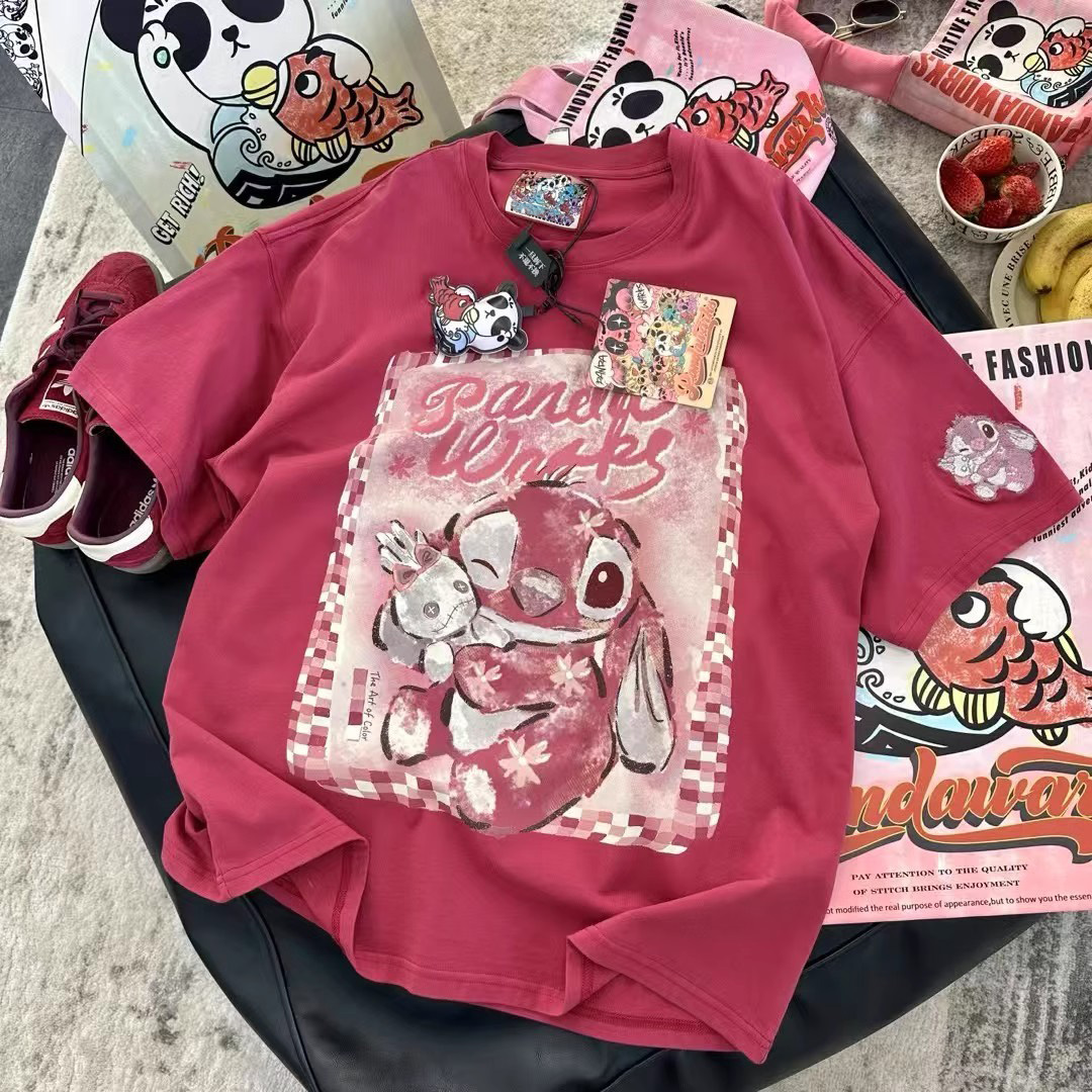 外贸清仓~品牌尾货捡漏韩版纯棉卡通印花短袖T恤时尚潮牌宽松上衣