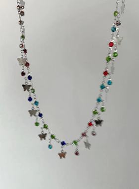 夏日彩色蝴蝶项链女多巴胺项链~轻奢小众2023新款爆款锁骨链颈链