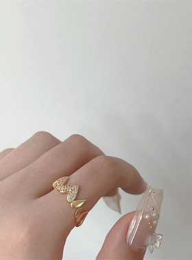 指尖浪漫~超美爱心开口戒新款潮时尚小众轻奢高级感可调节食指戒