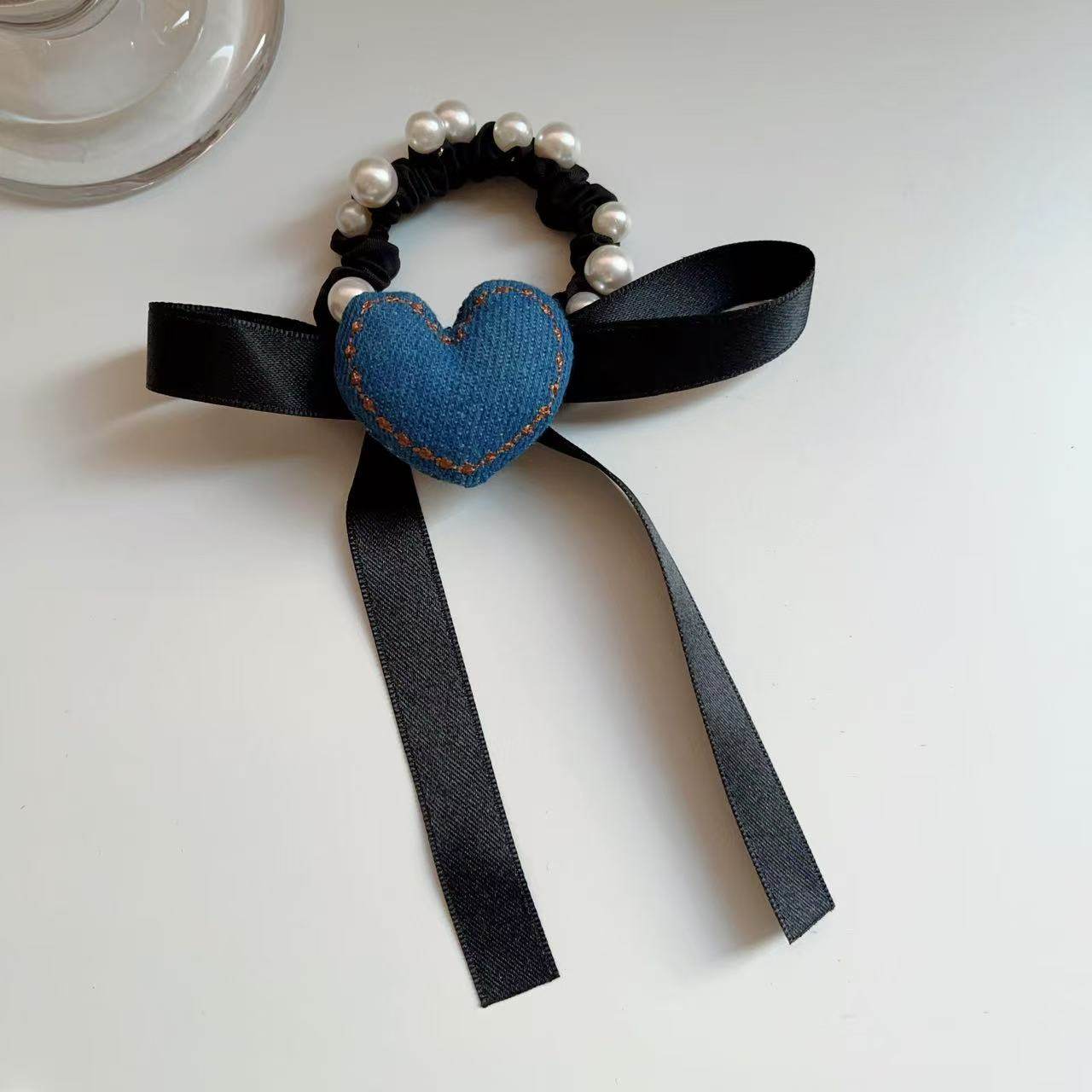 爱心牛仔蝴蝶结珍珠发圈头绳2025新款皮筋扎头发头饰马尾发绳发饰,饰品/流行首饰/时尚饰品新,发饰,淘宝优惠券,粉丝福利购,淘宝优惠卷