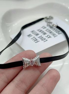 辣度超标!黑色蝴蝶结choker锁骨链女高级感脖颈链小众ins纯欲项链