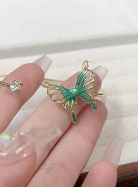 新中式蝴蝶绿尾蝶~手镯女国潮2023新款爆款开口手饰轻奢小众配饰