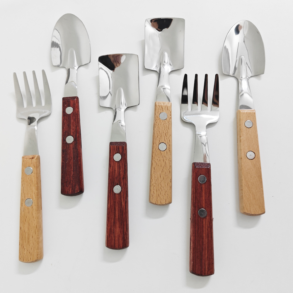 铁铲西瓜勺ins木柄铁锹勺子创意迷你可爱小勺子甜品方铲家用吃饭