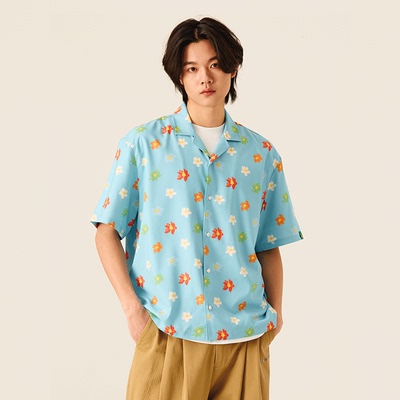Melting Sadness全身数码满印花朵短袖衬衫【夏季新品】