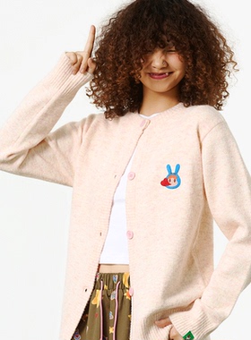 Melting Sadness MTSS【万鹏同款】绣章绒感针织开衫毛线衫2025秋