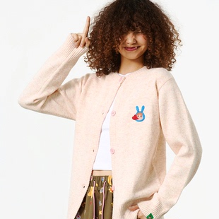 Melting Sadness MTSS【万鹏同款】绣章绒感针织开衫毛线衫2025秋