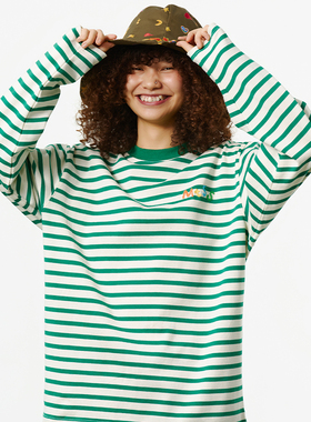 Melting Sadness MTSS彩色锁链绣条纹长袖T恤 2025年秋