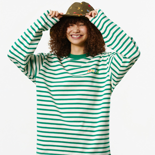 Melting Sadness MTSS彩色锁链绣条纹长袖T恤 2025年秋