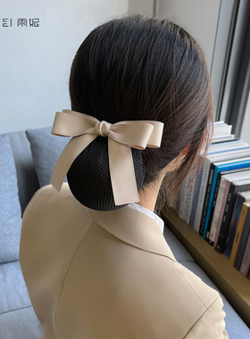 职业头花女网兜空姐蝴蝶结银行护士发网新款空乘盘发服务员高级感