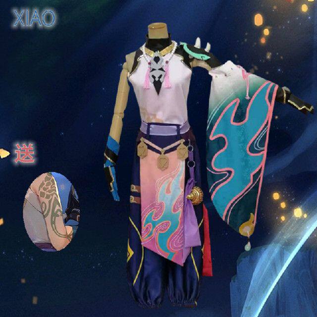 原神cos服护法夜叉降魔魈万圣节cos男装面具游戏cospaly动漫套装图片