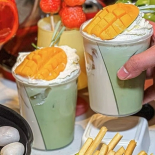 网红双拼奶茶包装杯双响炮S型咖啡拿铁冷饮杯果茶双饮杯子一次性