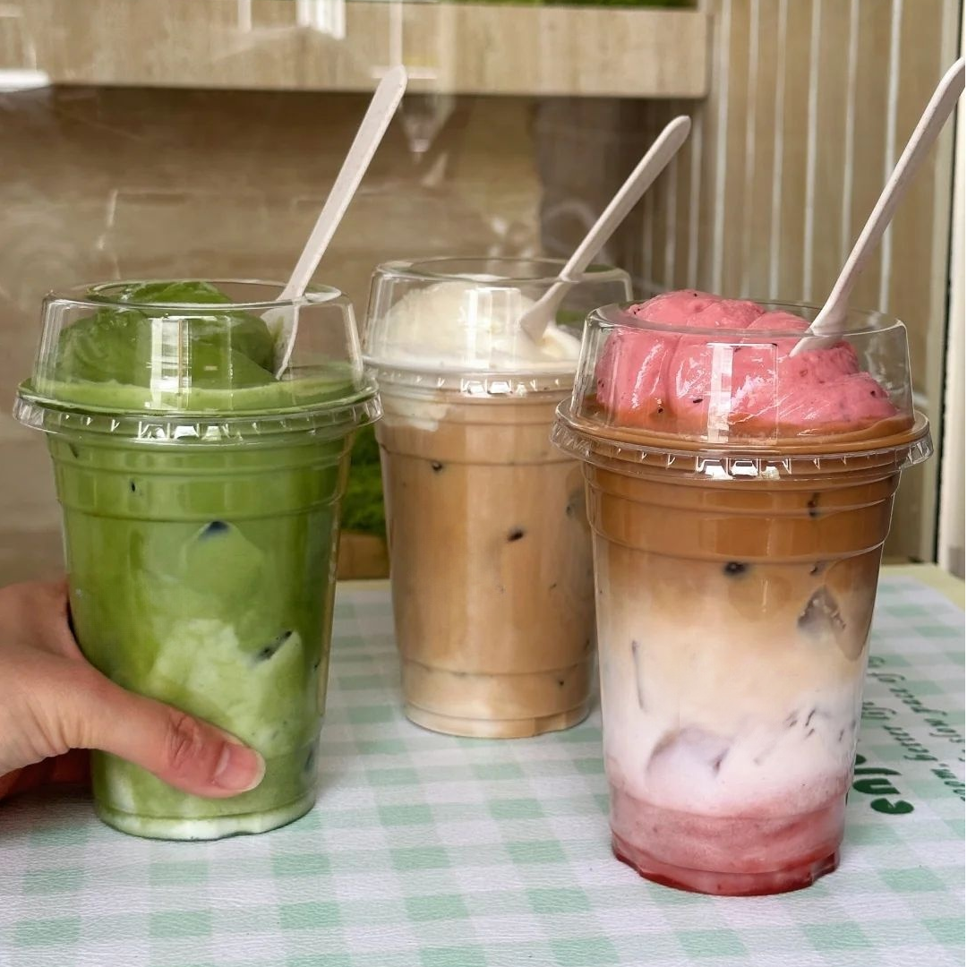 冰淇淋雪顶咖啡杯透98口径一次性带盖商用麦旋风明塑料冷饮奶茶杯
