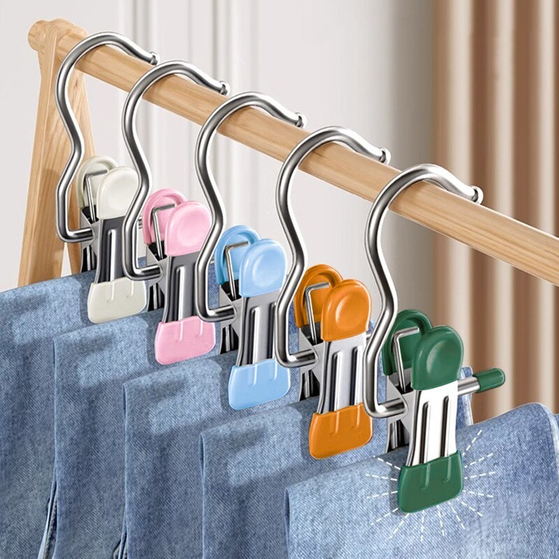 裤夹子家用无痕不锈钢多功能带挂钩裙子裤子收纳神器专用衣架裤架