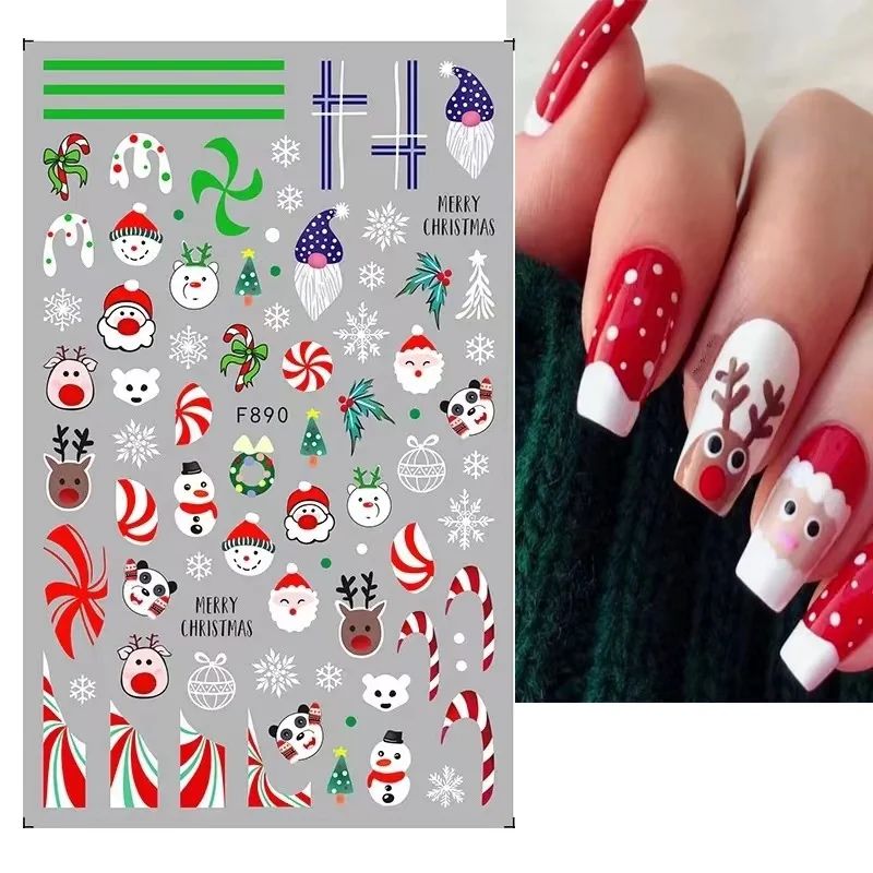 New Christmas Decorations Stickers For Nails Santa Elk Whit