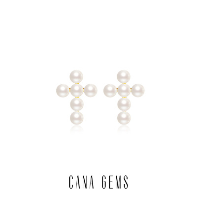 CANA GEMS PD0681 珍珠十字架系列 天然淡水珍珠耳饰项链