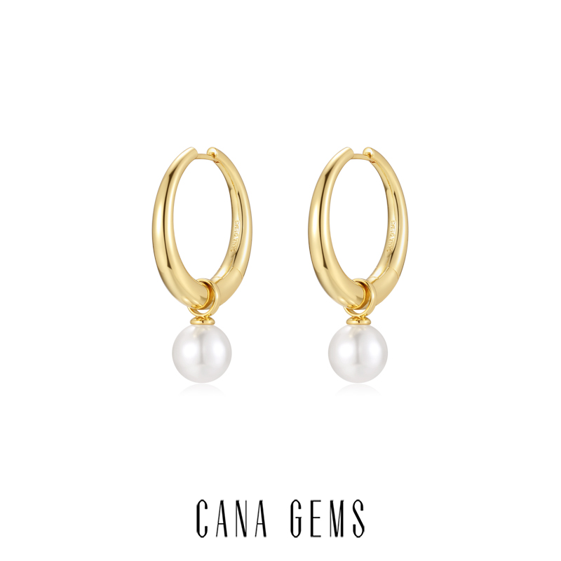 CANA GEMS珍珠金属耳圈 欧美大耳环可拆卸轻奢高级感耳饰 PD0486