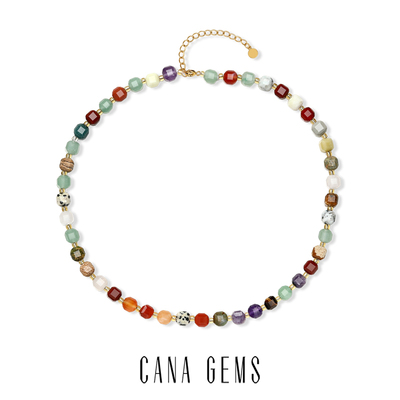 CANA GEMSPD0619 方糖多宝石项链 天然石铜镀金 多彩时尚锁骨链