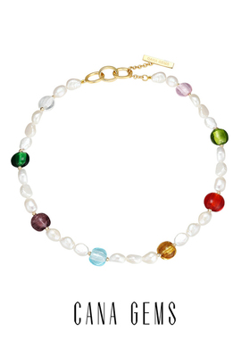 CANA GEMSPD0419 彩色琉璃巴洛克珍珠项链轻奢高级感日常百搭项链