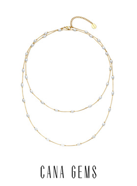 CANA GEMS PD0648 满天星珍珠毛衣链  双层珍珠简约气质百搭颈饰
