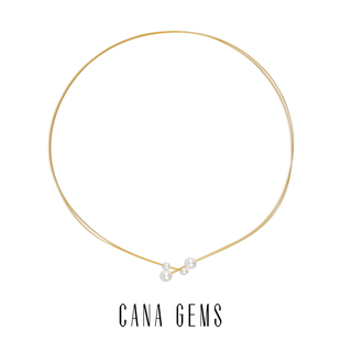 CANA GEMSPD0590 四宫格珍珠钢绳项圈 轻奢双淡水珍珠颈饰配饰