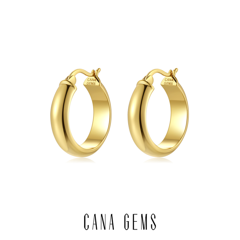 CANA GEMS光板耳圈高级感耳环饰品日常百搭精致小众耳饰 PD0556