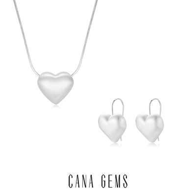 CANAGEMS爱心拉丝耳钩项链