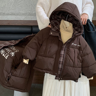 木野冬季羽绒服湖州织里童装男童韩版两面穿90白鸭绒外套儿童服饰