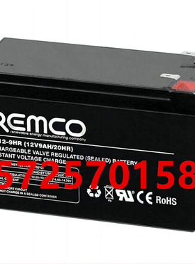 REMCO蓄电池RM12-9电梯医疗消防设备直流屏UPS电源专用12V9AH电池