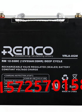 REMCO蓄电池RM12-55DC医疗消防基站设备直流屏UPS电源12V55AH电池