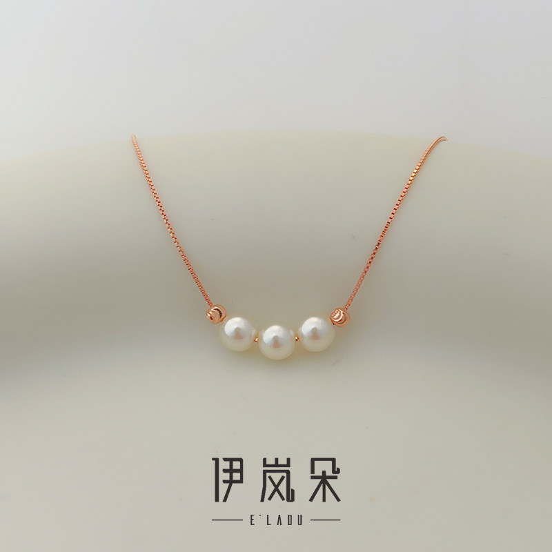 伊岚朵【设计师】法式珍珠项链｜925银大码加长粗脖子胖mm锁骨链