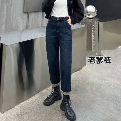 牛仔裤2025秋冬垮裤92cm弹力保暖