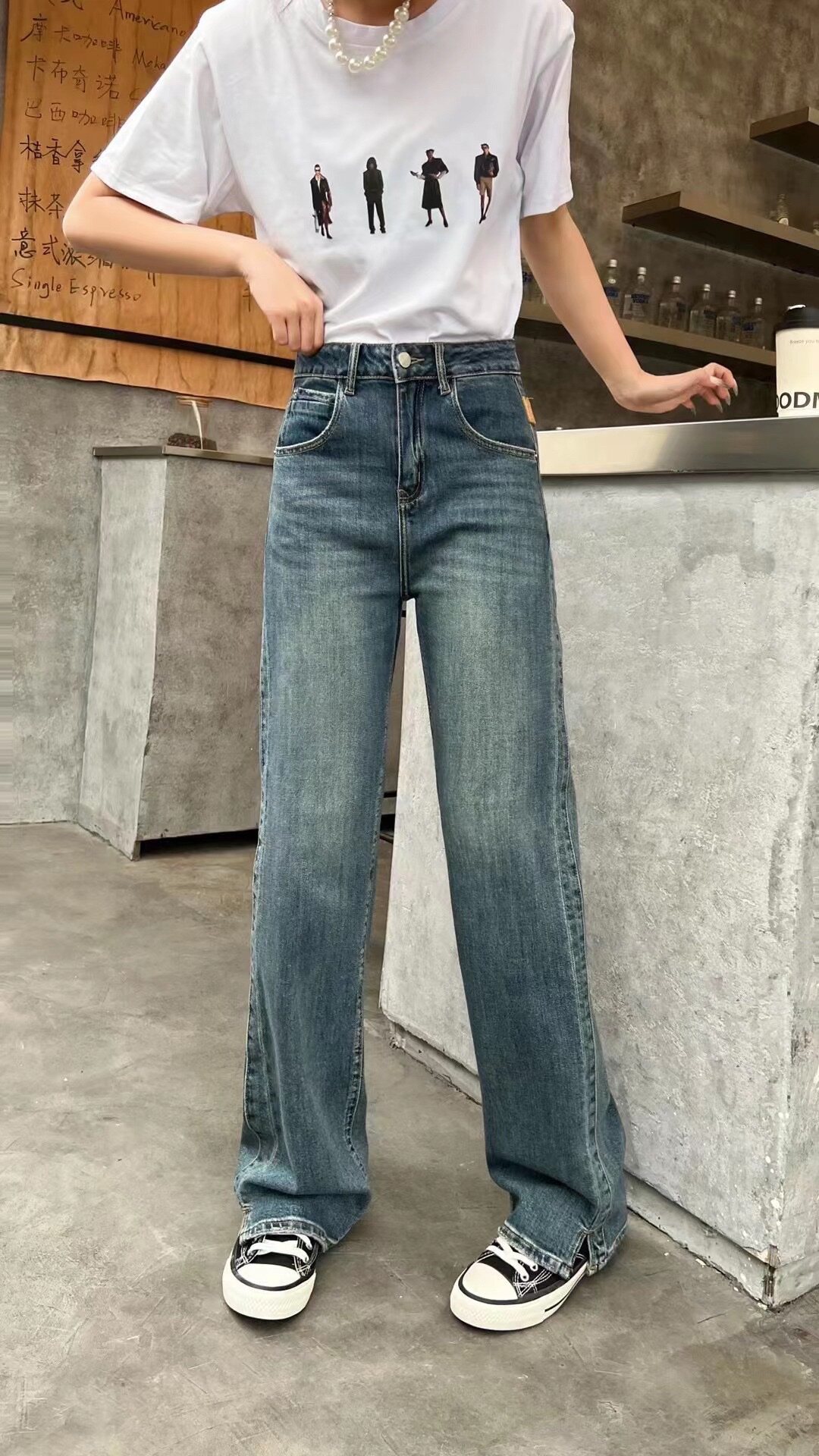 牛仔裤春秋显瘦百搭阔腿宽松现货