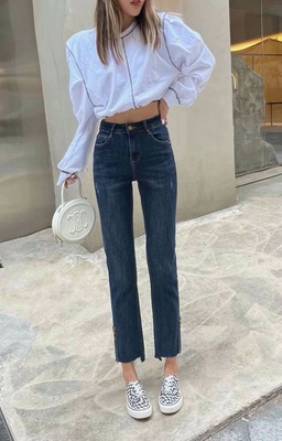 大码2025四季烟管裤显瘦修身百搭